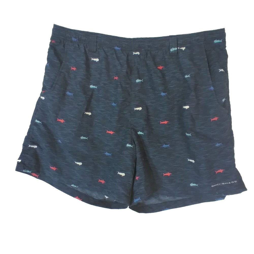 Columbia PFG swim shorts mens XL blue fishing Hybrid pockets fishing FLAWED
